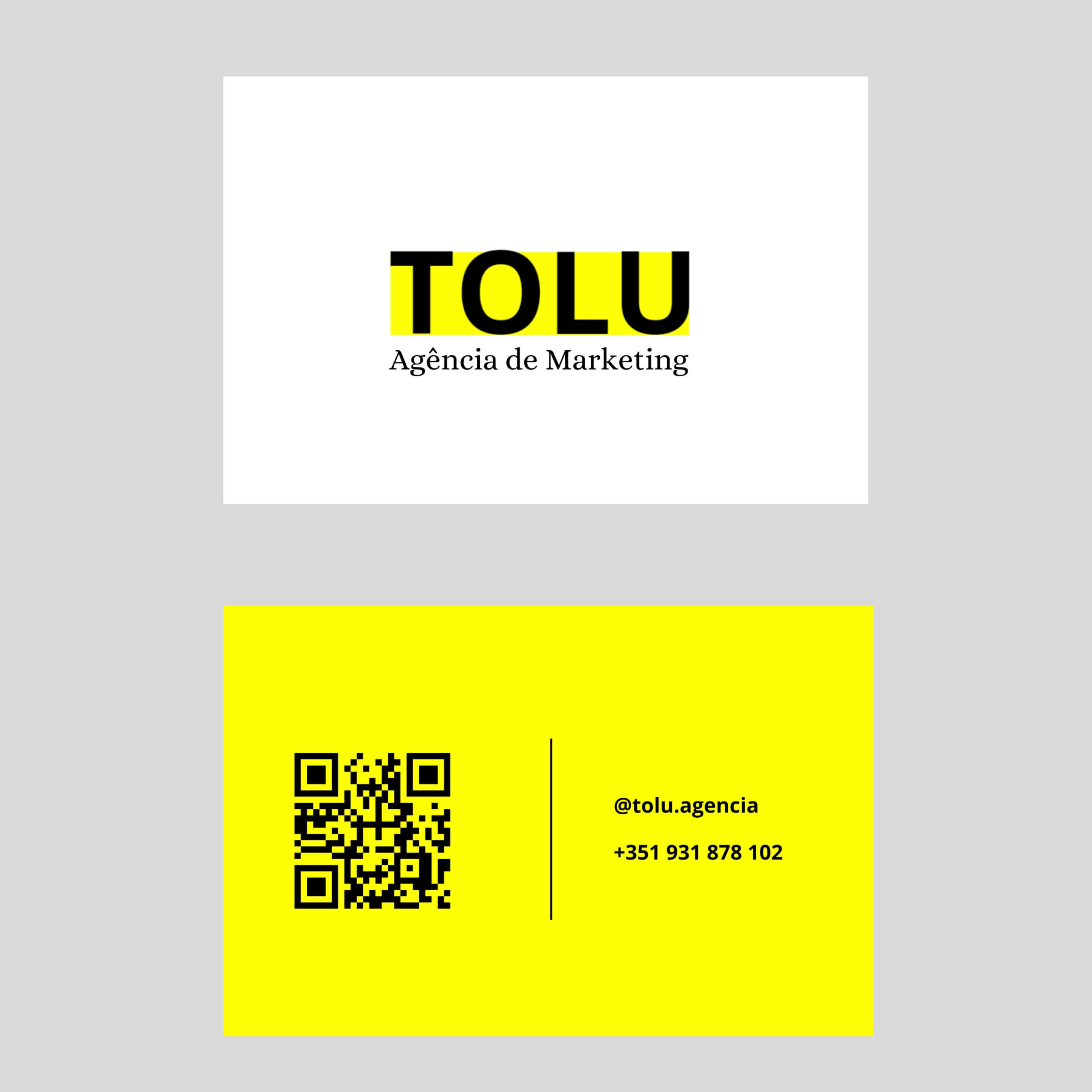 Cartão de visita desenvolvido pela agência de marketing tolu Branding